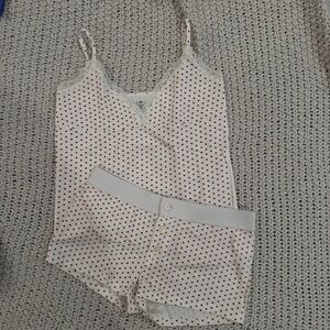 Brandy Melville White and Red Polka Dot Pajama Set